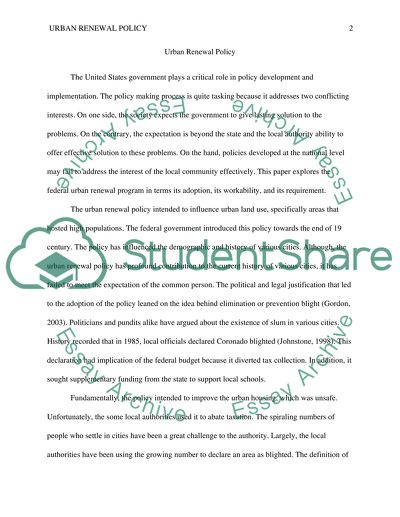 Urban Renewal Policy