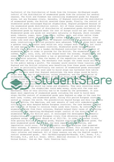 Control of the Distribution of Goods from the Colonies