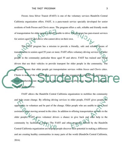 Organizational Description of a Non profit organization/ Fast Program