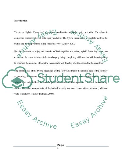 The Growth in the Use of Various Forms of Hybrid Finance