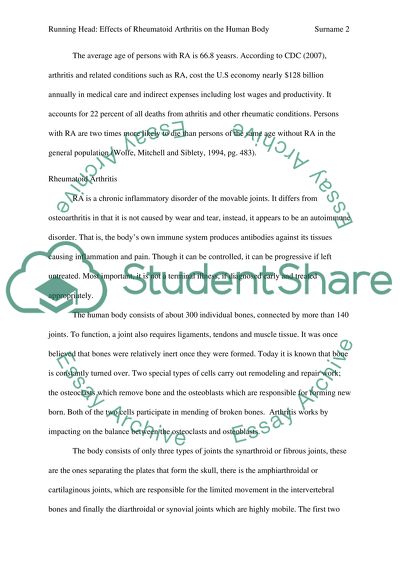 Effects of Rumatoid Arthritis on the Human Body