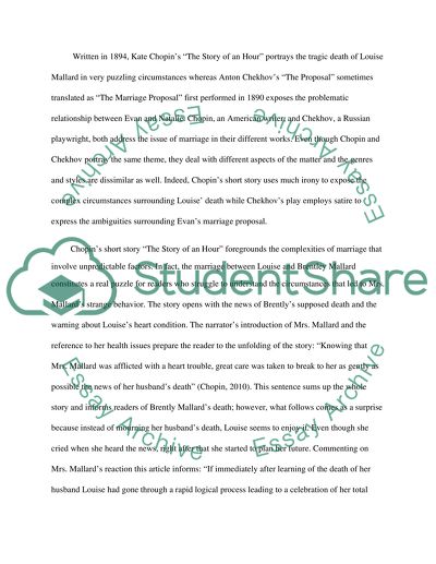 An analysis of Kate Chopins The Story of an Hour and Anton Chekhovs The Proposal