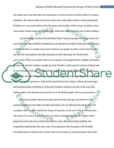 Benjamin Franklin: Remarks Concerning the Savages of North America