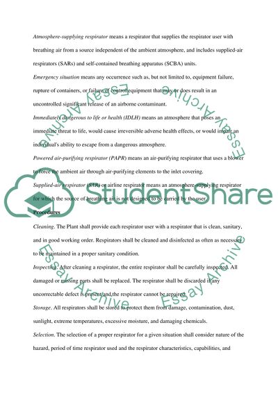 Respiratory protection