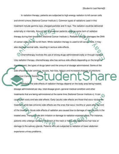 Cancer patients and results of radiations