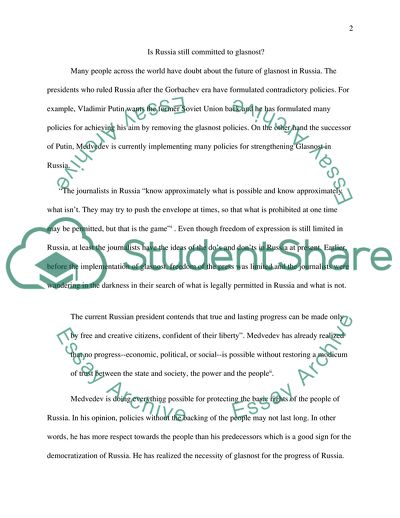 Is Russia Still Committed to Glasnost