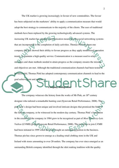 Communication Strategy of Thomas Pink Company