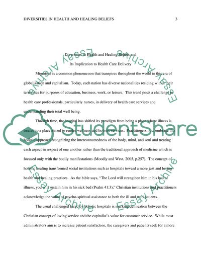 Diversities in Health and Healing Beliefs and Its Implication to Health Care Delivery