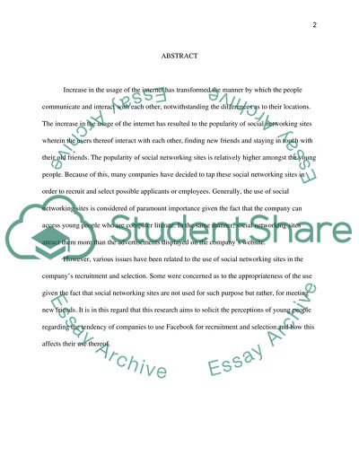 The Use of Social Networking Sites for Recruitment and Selection