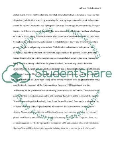 Integration of African Countries into the Global Economy