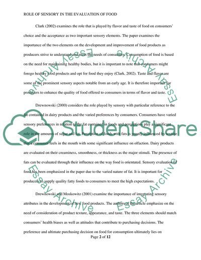 Role of Sensory in the Evaluation of Food