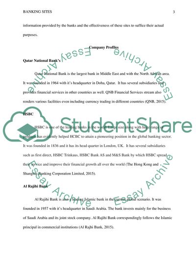 Aspects of Banking Sites