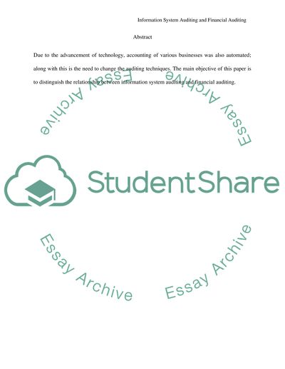 Information System Auditing and Financial Auditing