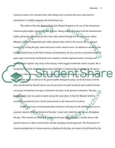 Play Buried Child Written by Sam Shepard