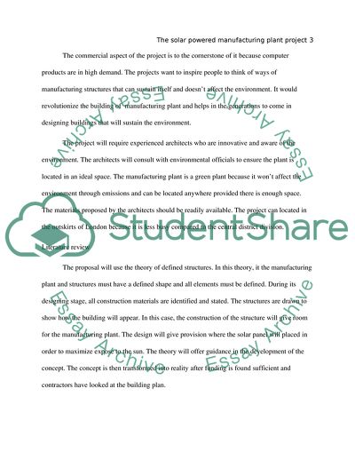 The Solar Powered Manufacturing Plant Project Proposal