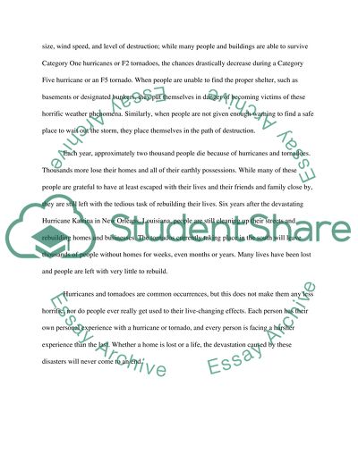 Cause and Effect of Hurricanes and Tornadoes