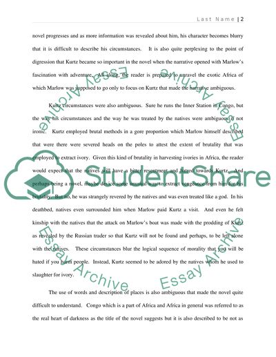 Heart of darkness essay questions