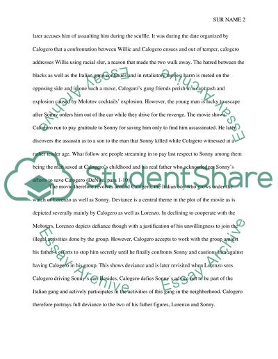 Anazlyze the Movie A Bronx Tale