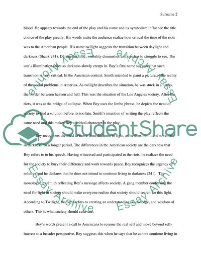 Compose a character analysis of one of the characters in Twilight: Los Angeles, 1992
