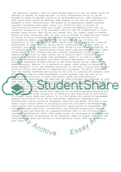 Human Values in Management