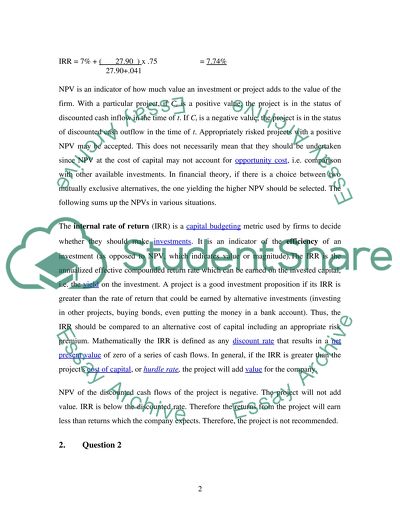 Financial Management: Internal Rate of Return and Capital Structure