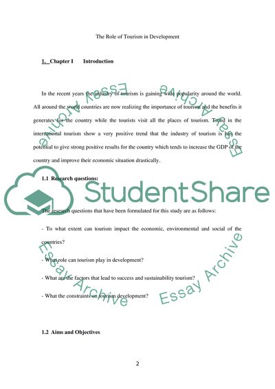 The Role of Tourism in Development