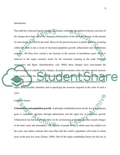 Global Warming - Causes and Possible Solutions