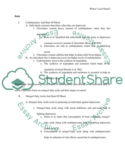 Relationship Between Food And Mood outline