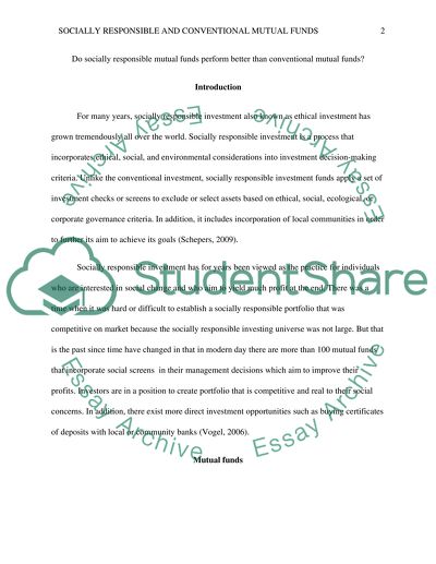 Socially Responsible Mutual Funds and Conventional Mutual Funds