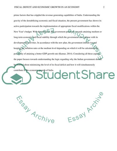 Fiscal Deficit and Economic Growth in an Economy