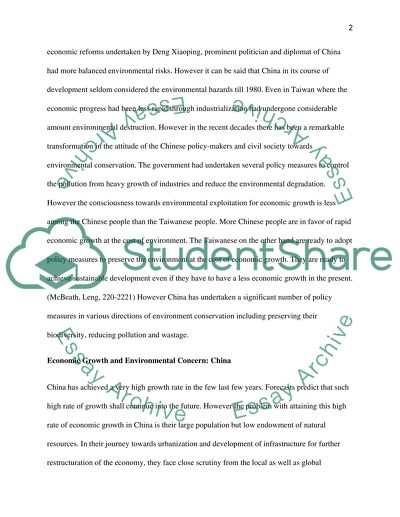 Economic Growth and Environmental Conservation in Developing Countries, Case of China