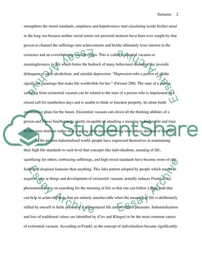 Existential Vacuum can be Overcome by Finding Meaning of Life