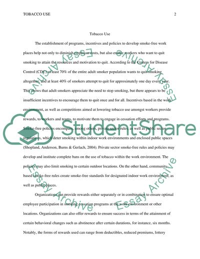 Use of Tobacco within the Work Environment