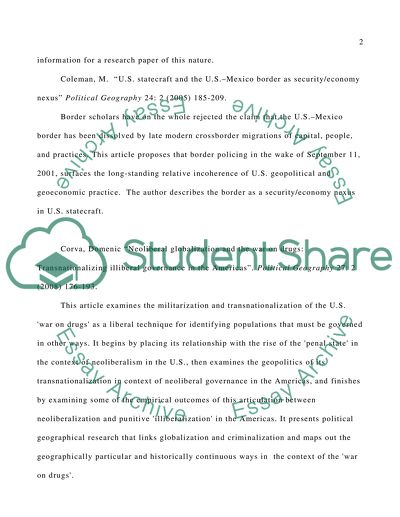 Drug Trade between Mexico and the United States