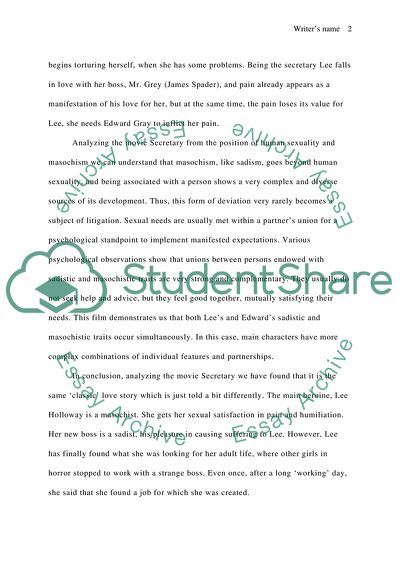 The movie, Secretary and masochism