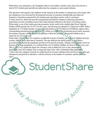 The Financing Aspect of BabyCare Ltd anf Its Business Model