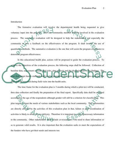 Evaluation of the heatlth education program