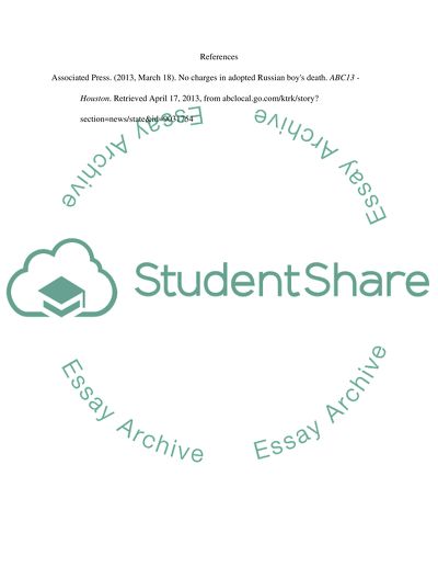 No Charges in Adopted Russian Boys Death