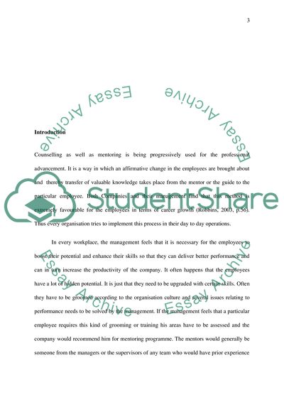 Explaining the Relevance and Importance of Mentoring and Counselling Roles in the Workplace