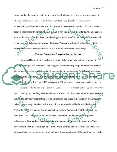 Teachers Perceptions of the Use of Technology in Teaching Language