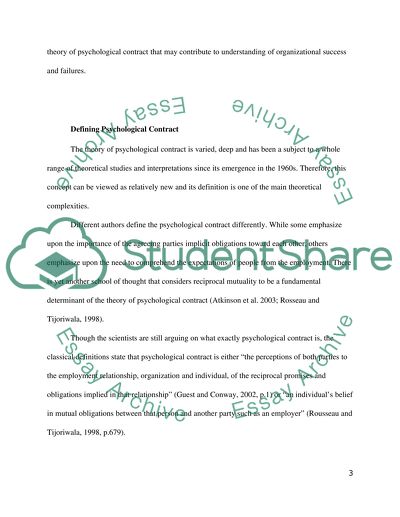 Theory of Psychological Contract