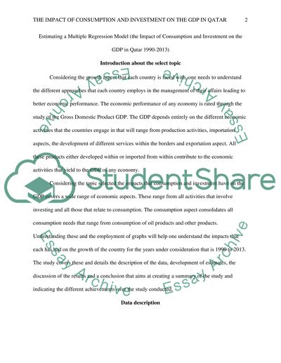 Impact of Consumption and Investment on the GDP in Qatar 1990-2013