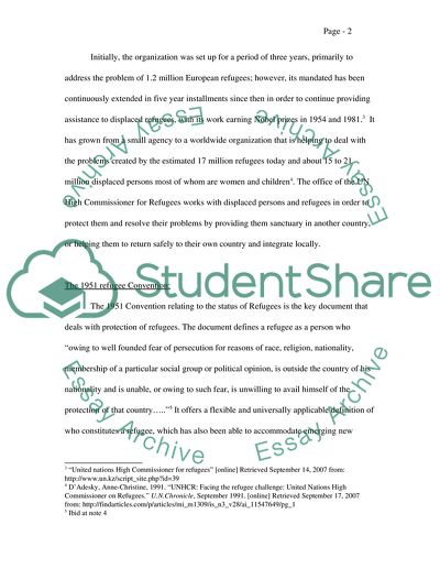 The Role of the UN High Commissioner for Refugees