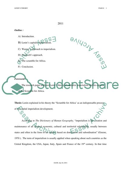 International Relations and Politics According to Lenin