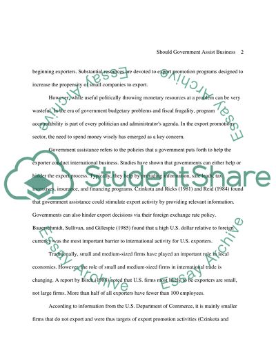 Should Government Assist Business