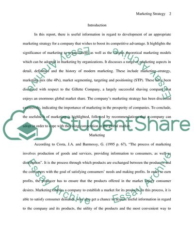 Essentials of Gillettes Marketing Company