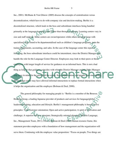 The Human Resource Frame Paper