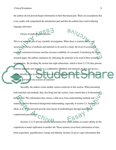 Critical Evaluation of a Research Paper