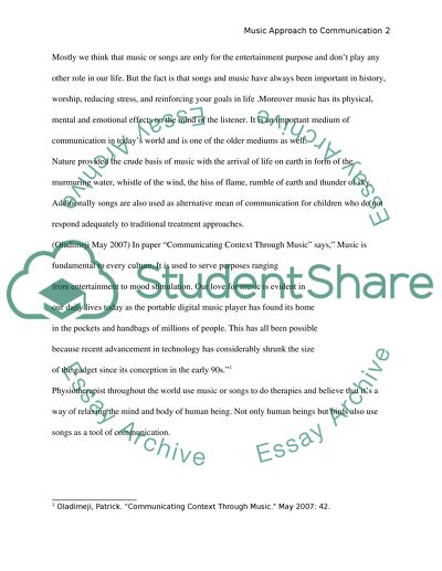 Communication Approach To Music