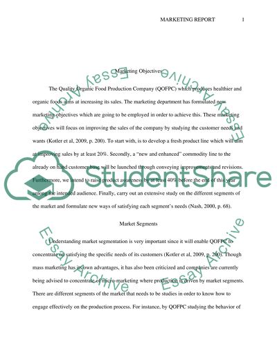 Marketing of a Company that Produces Health Organic Food Products